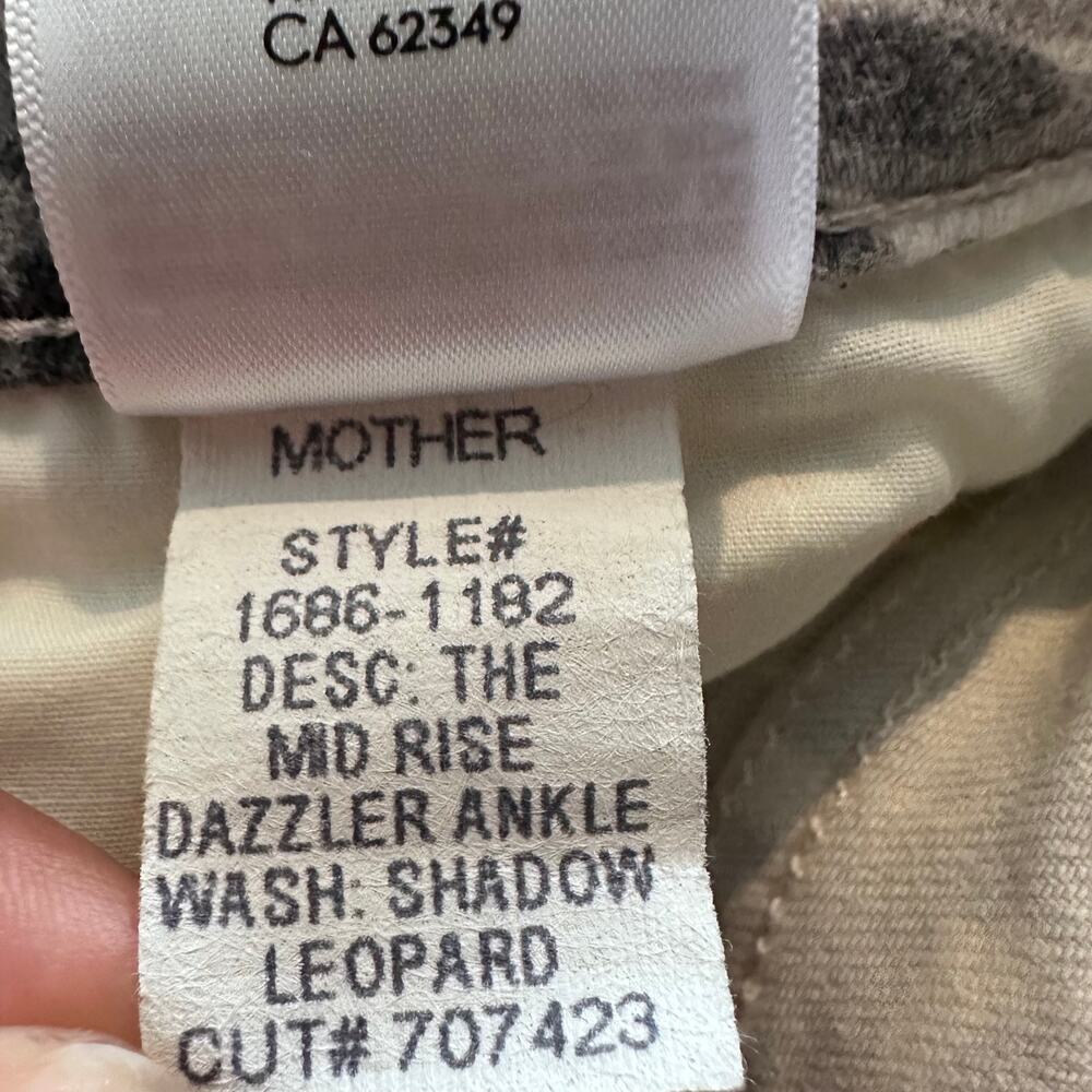 MOTHER Mid Rise Dazzler Ankle Jeans Size 29 Animal Print Skinny Grey - Picture 11 of 14